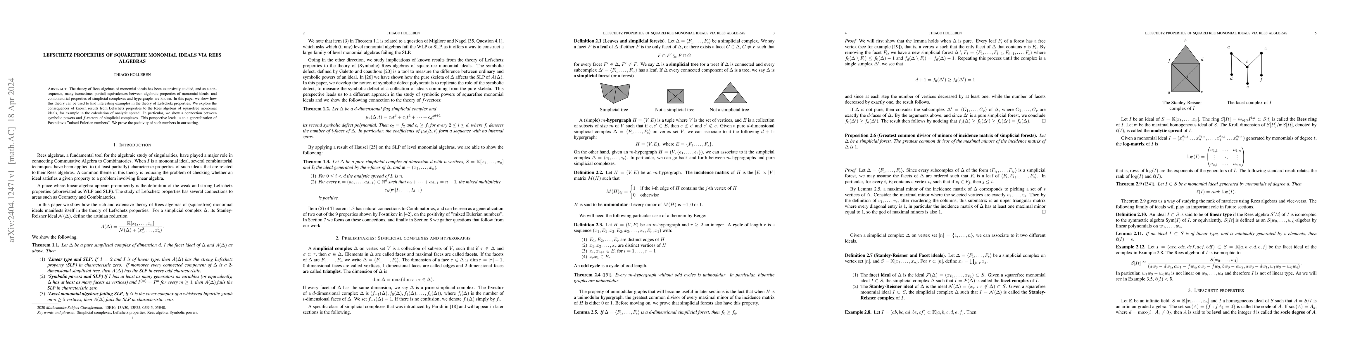 Thumbnail for Lefschetz properties of squarefree monomial ideals via Rees algebras
