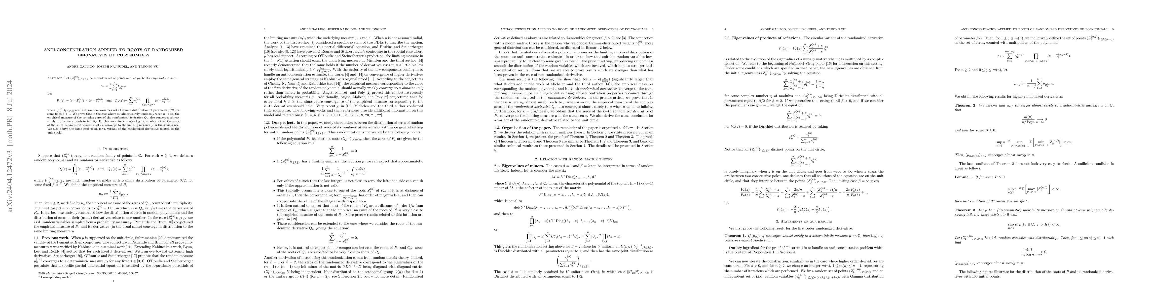 Thumbnail for Anti-concentration applied to roots of randomized derivatives of
  polynomials
