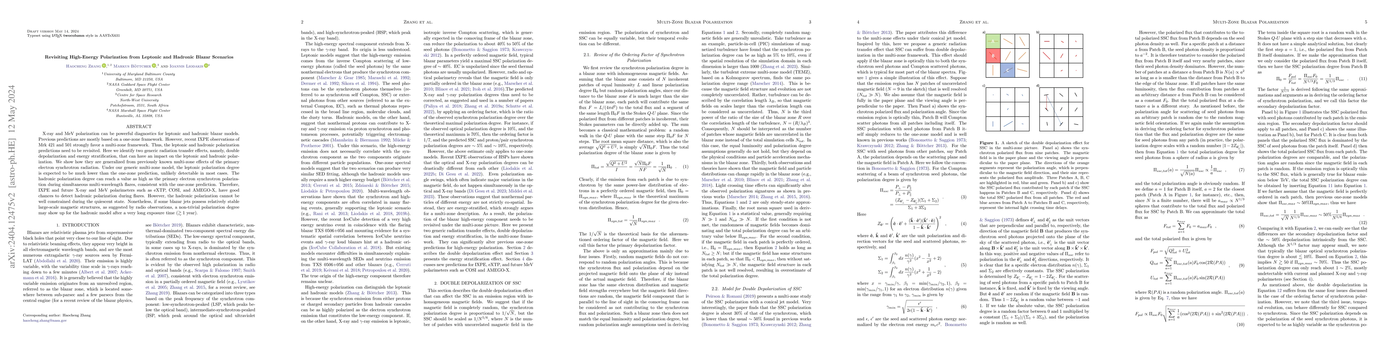 Thumbnail for Revisiting High-Energy Polarization from Leptonic and Hadronic Blazar
  Scenarios