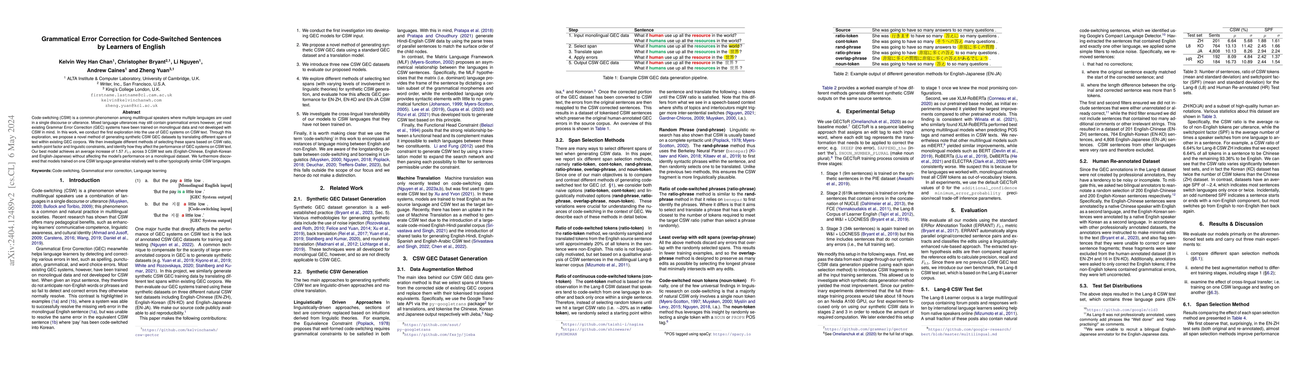 Thumbnail for Grammatical Error Correction for Code-Switched Sentences by Learners of
  English
