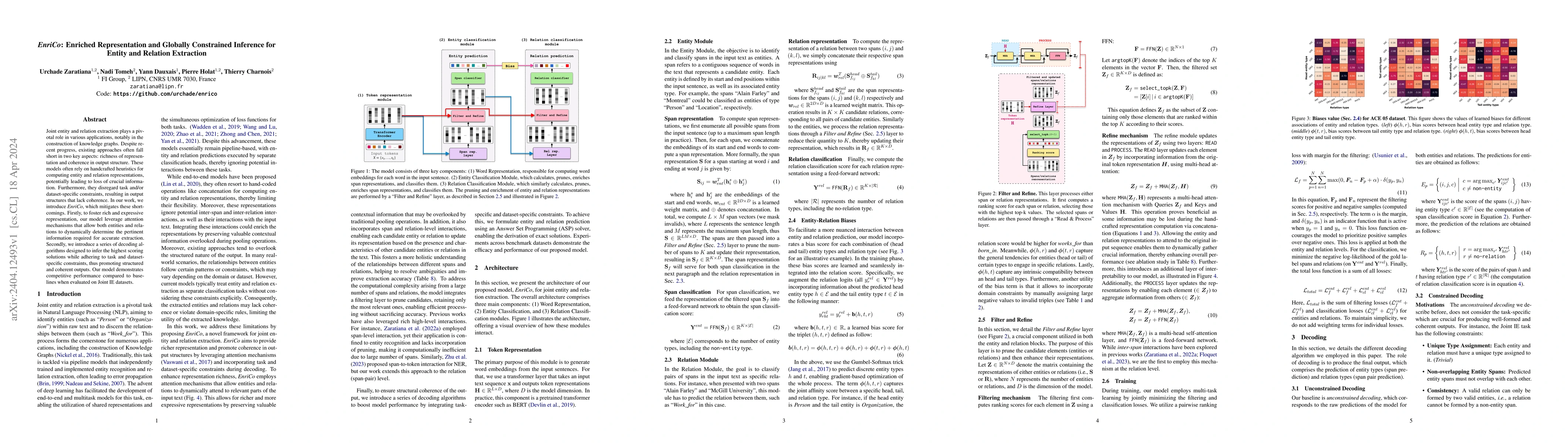 Thumbnail for EnriCo: Enriched Representation and Globally Constrained Inference for
  Entity and Relation Extraction