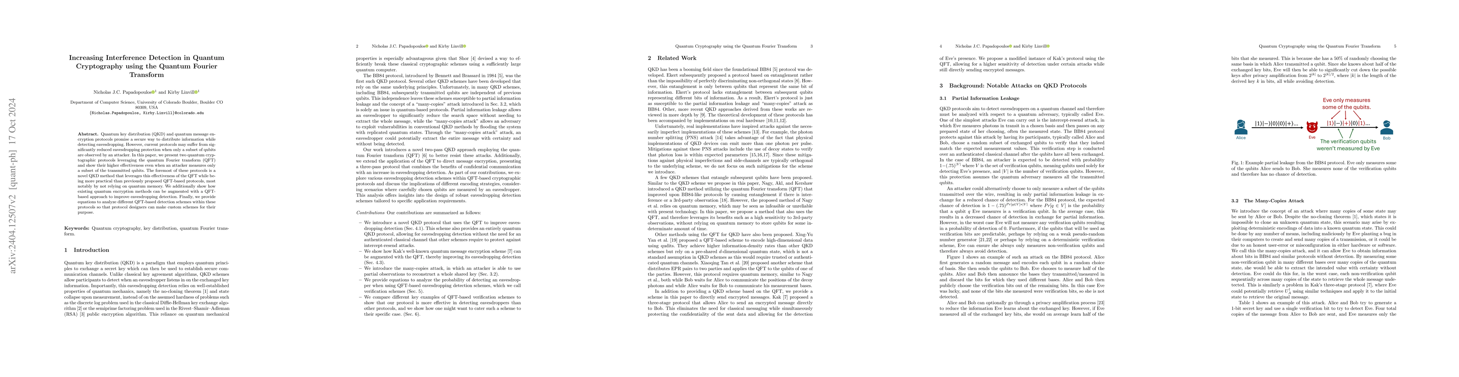 Thumbnail for Increasing Interference Detection in Quantum Cryptography using the
  Quantum Fourier Transform