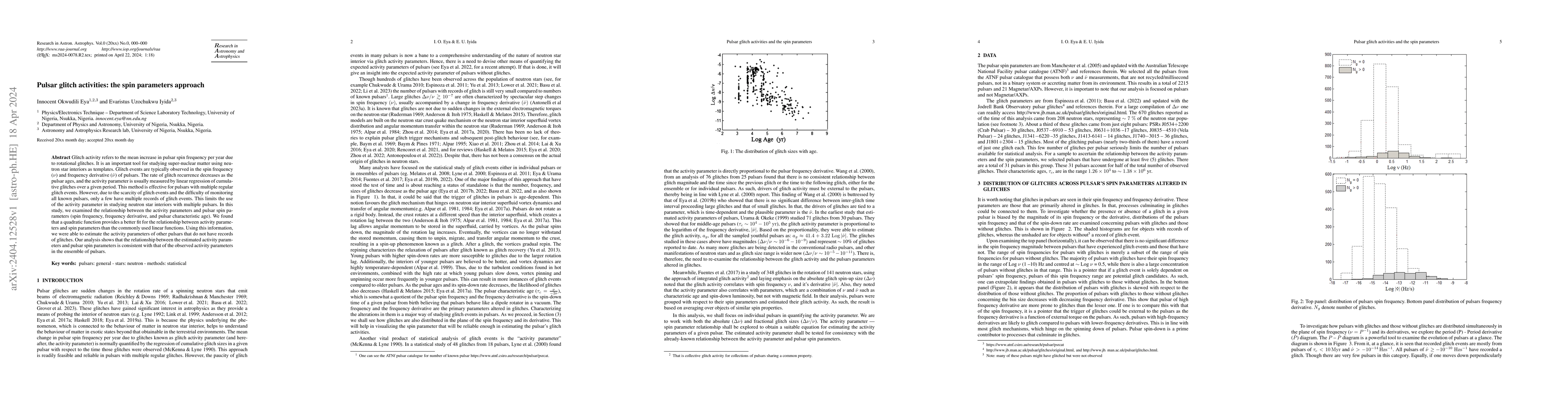 Thumbnail for Pulsar glitch activities: the spin parameters approach