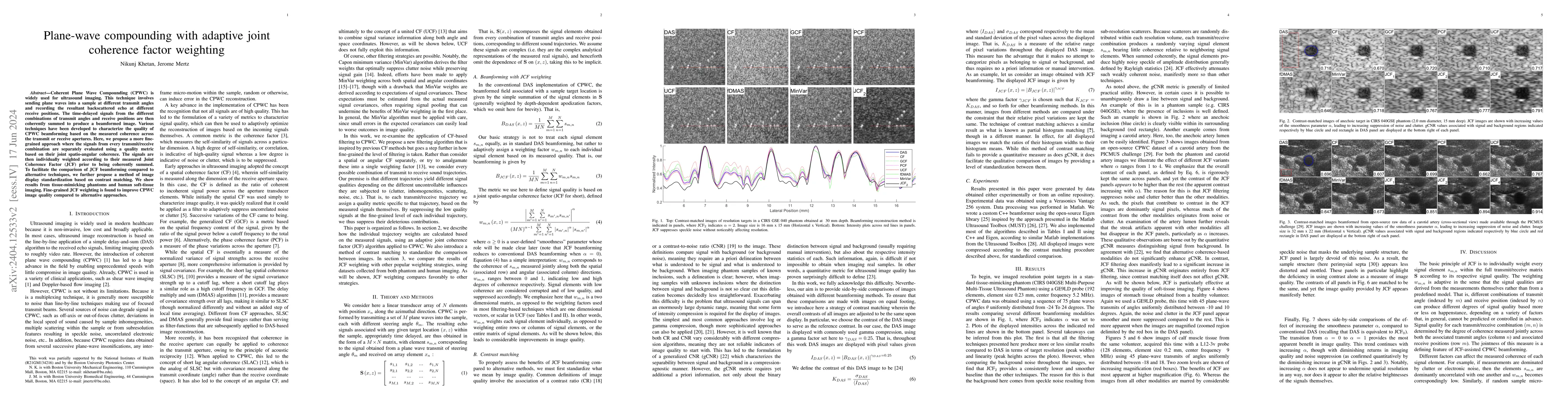 Thumbnail for Plane-wave compounding with adaptive joint coherence factor weighting