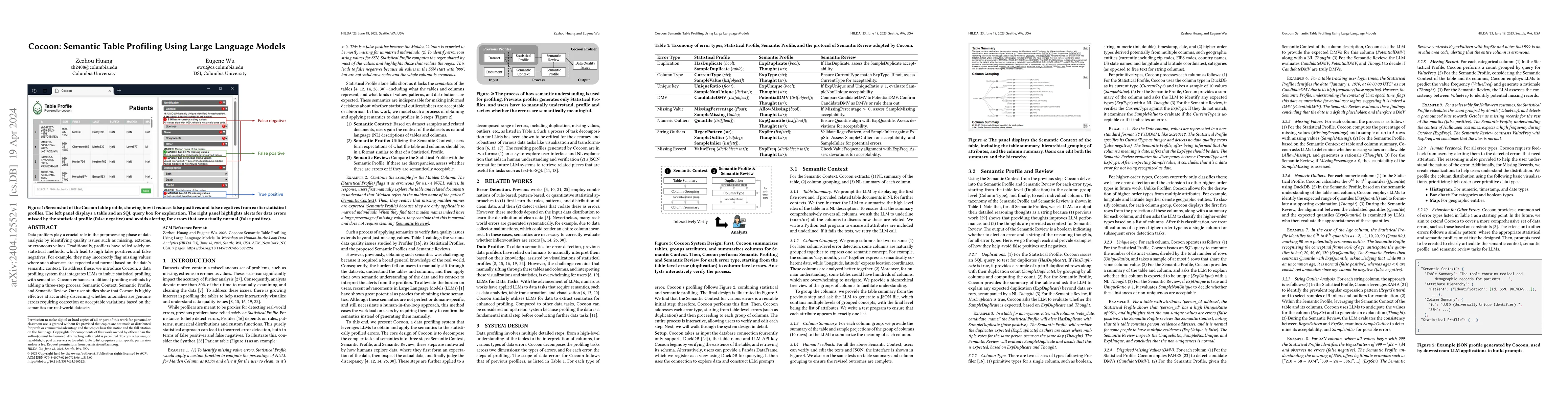 Thumbnail for Cocoon: Semantic Table Profiling Using Large Language Models