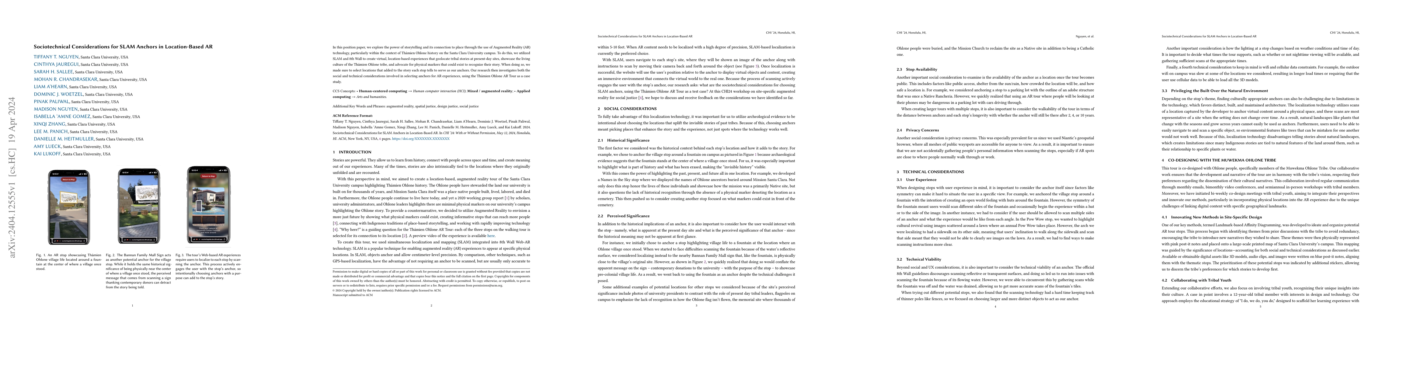Thumbnail for Sociotechnical Considerations for SLAM Anchors in Location-Based AR