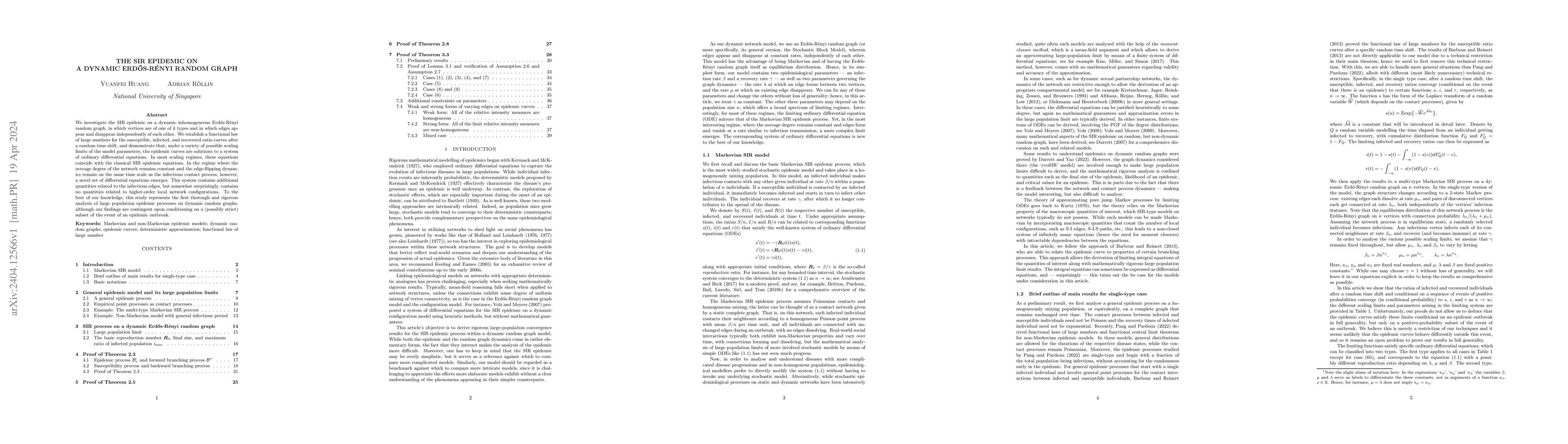 Thumbnail for The SIR epidemic on a dynamic Erd\H{o}s-R\'enyi random graph