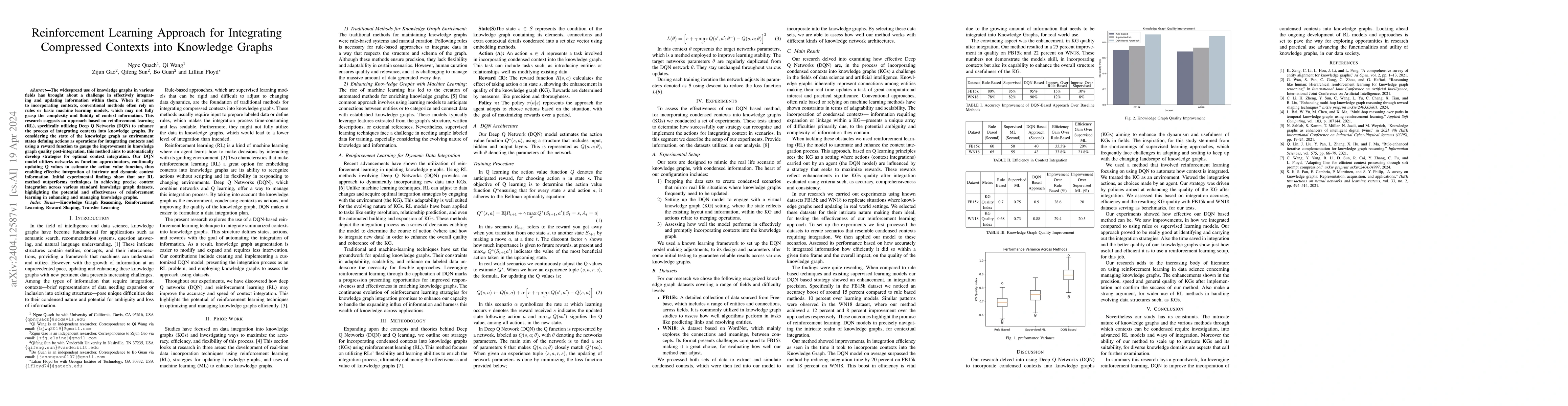 Thumbnail for Reinforcement Learning Approach for Integrating Compressed Contexts into
  Knowledge Graphs