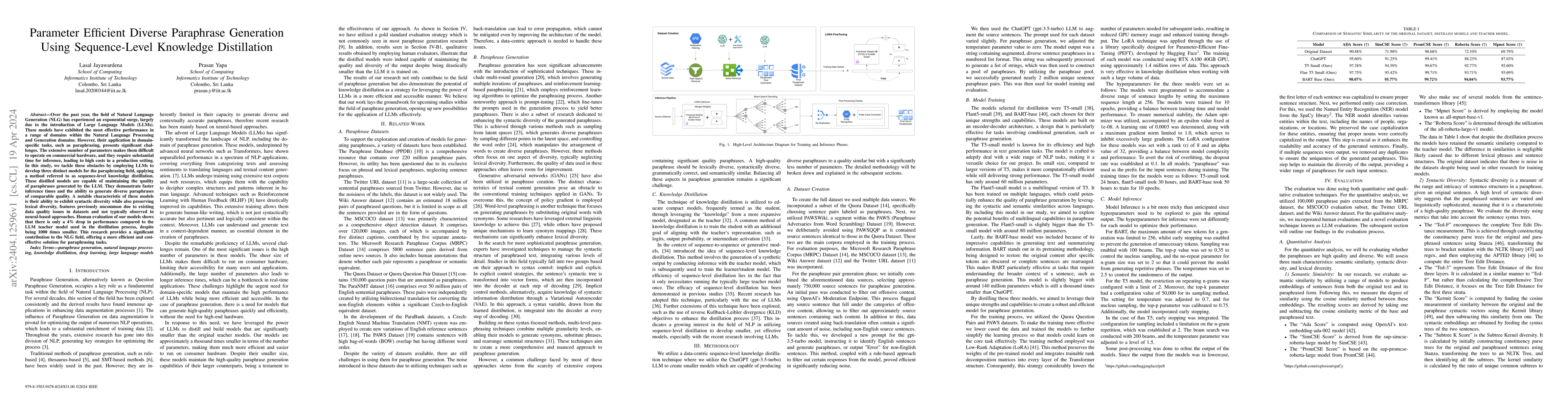 Thumbnail for Parameter Efficient Diverse Paraphrase Generation Using Sequence-Level
  Knowledge Distillation