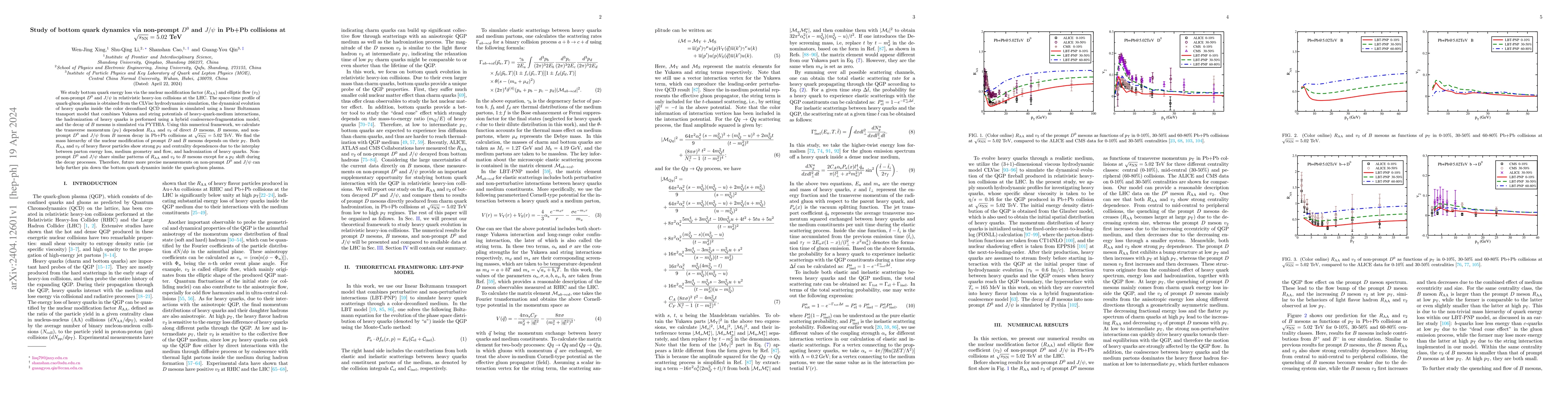 Thumbnail for Study of bottom quark dynamics via non-prompt $D^0$ and $J/\psi$ in
  Pb+Pb collisions at $\sqrt{s_\mathrm{NN}}=5.02$ TeV