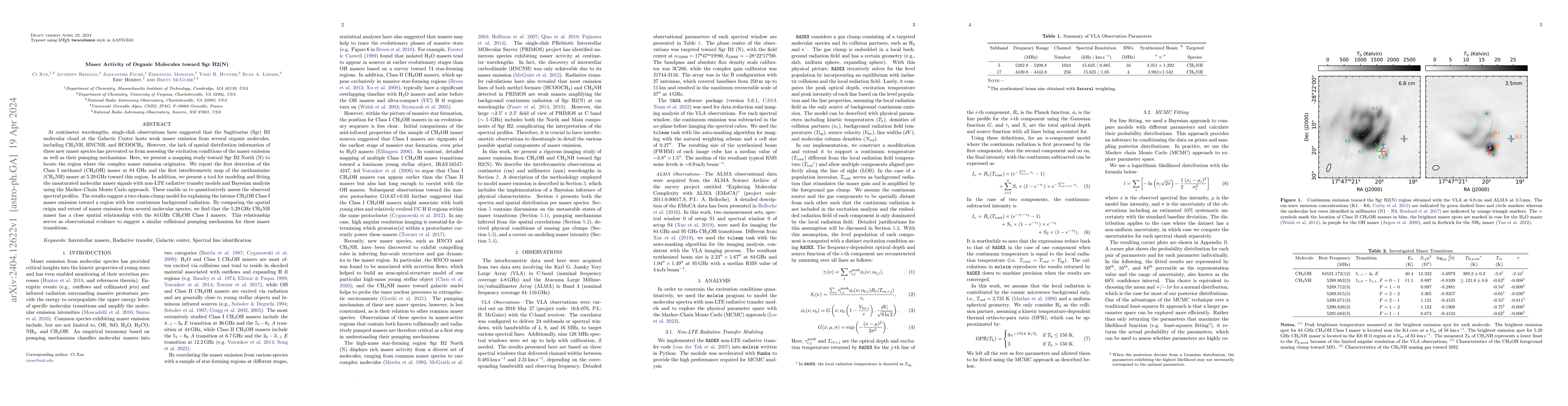 Thumbnail for Maser Activity of Organic Molecules toward Sgr B2(N)