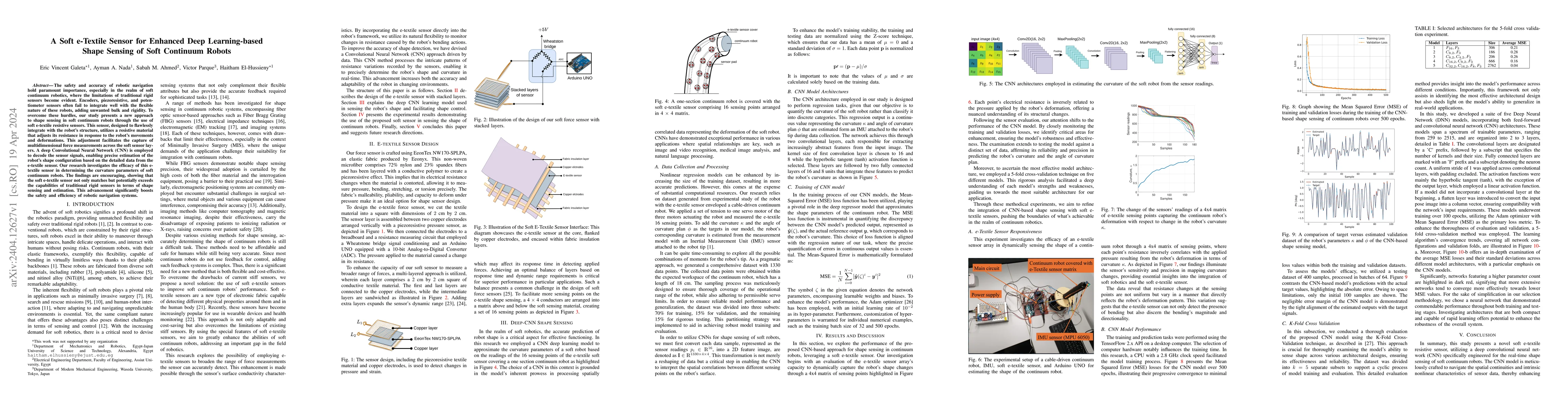 Thumbnail for A Soft e-Textile Sensor for Enhanced Deep Learning-based Shape Sensing
  of Soft Continuum Robots