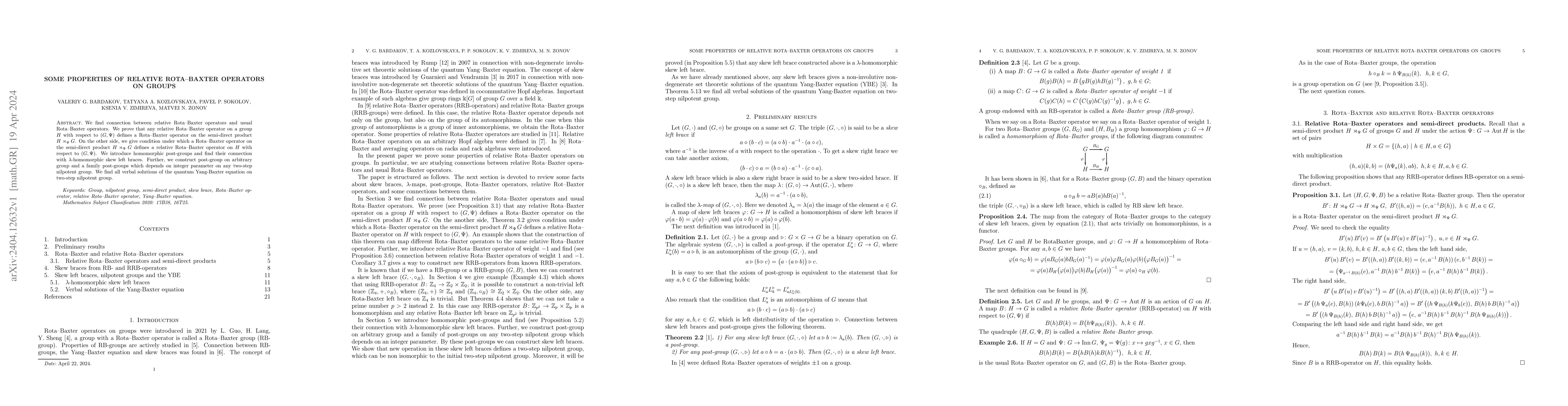 Thumbnail for Some properties of relative Rota--Baxter operators on groups