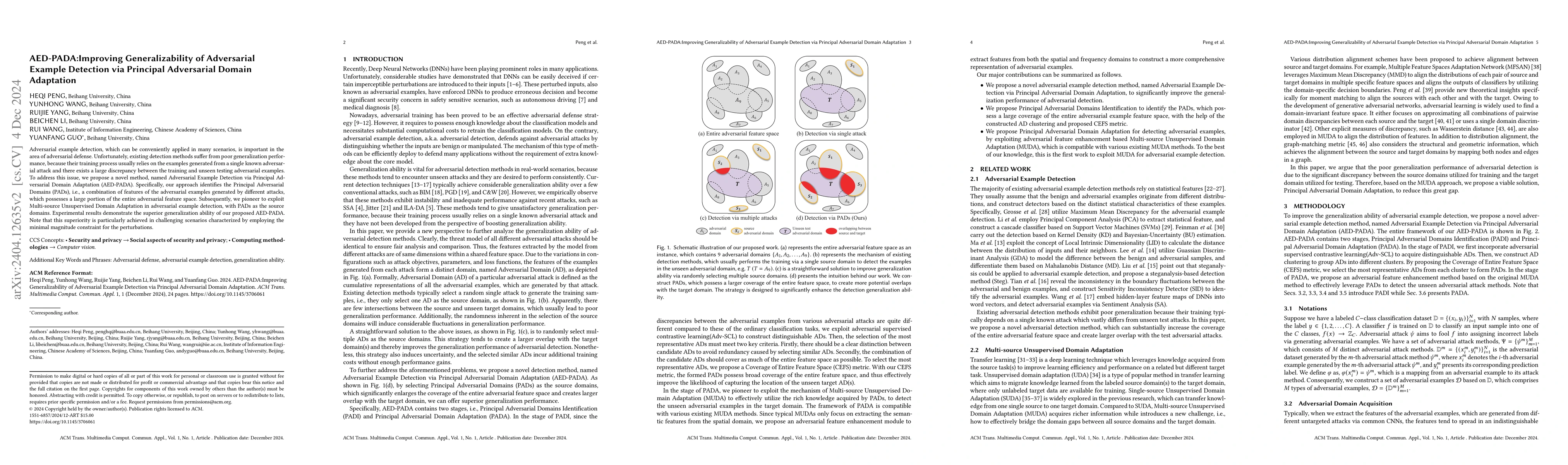 Thumbnail for AED-PADA:Improving Generalizability of Adversarial Example Detection via
  Principal Adversarial Domain Adaptation