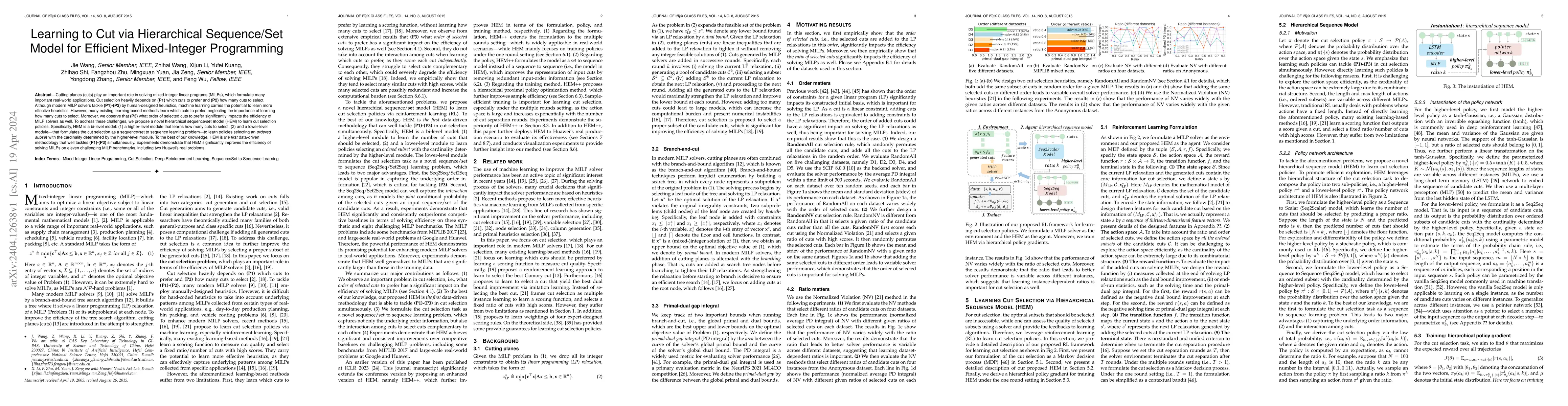 Thumbnail for Learning to Cut via Hierarchical Sequence/Set Model for Efficient
  Mixed-Integer Programming