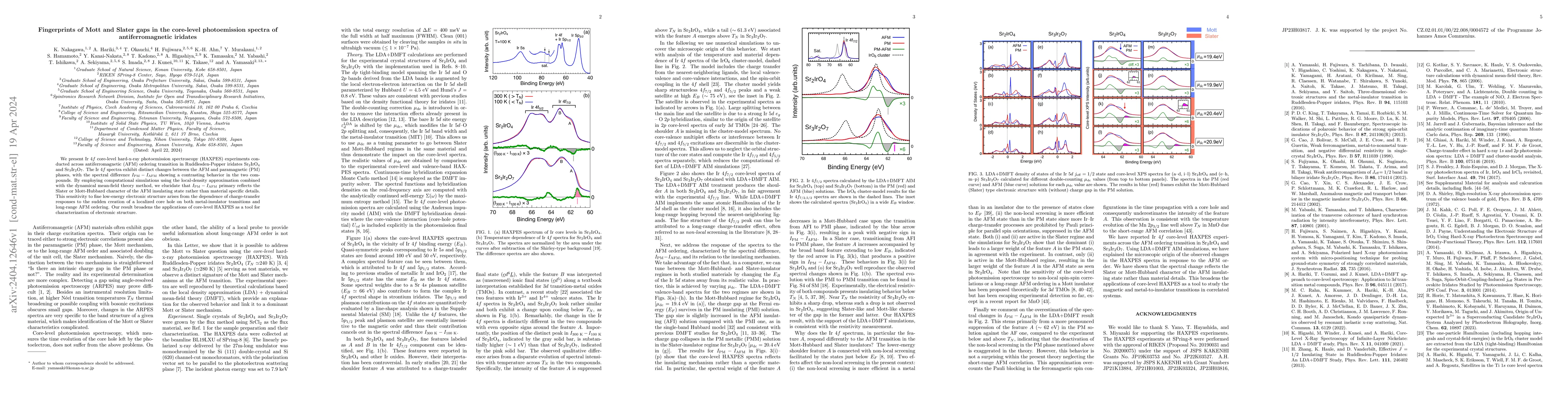 Thumbnail for Fingerprints of Mott and Slater gaps in the core-level photoemission
  spectra of antiferromagnetic iridates