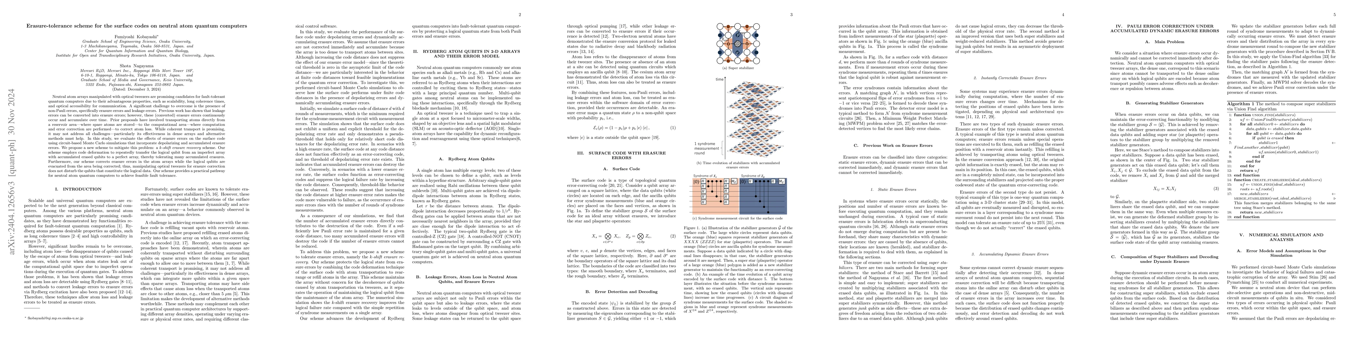 Thumbnail for Erasure-tolerance scheme for the surface codes on Rydberg atomic quantum
  computers