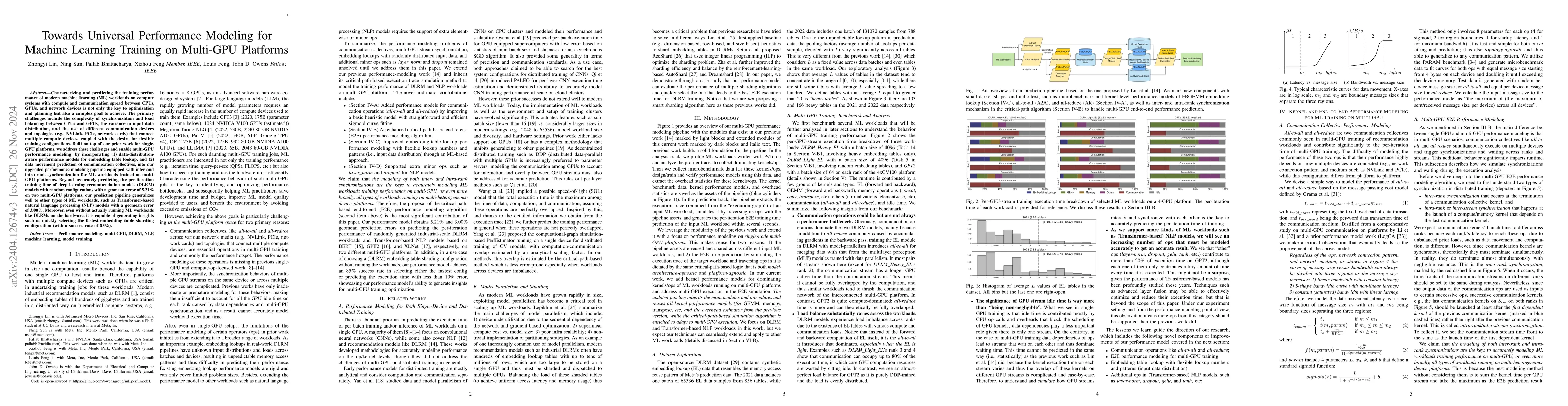 Thumbnail for Towards Universal Performance Modeling for Machine Learning Training on
  Multi-GPU Platforms