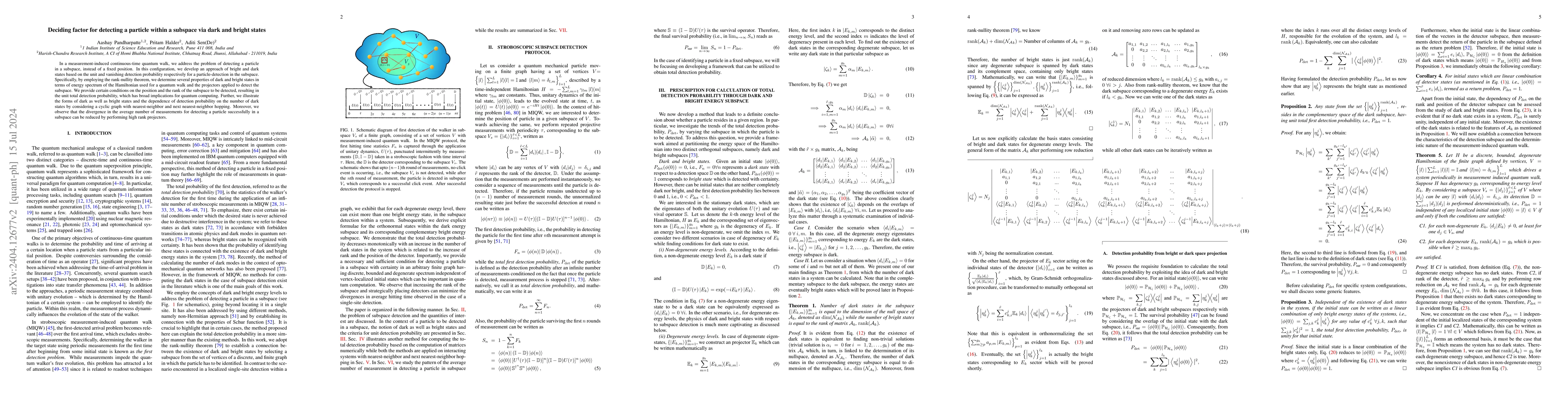 Thumbnail for Deciding factor for detecting a particle within a subspace via dark and
  bright states