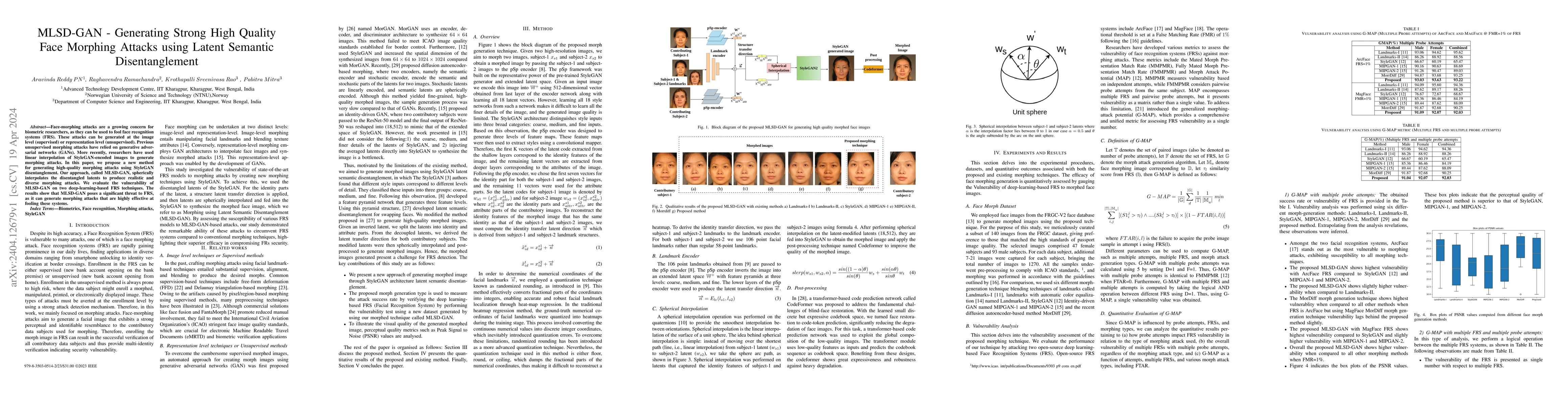 Thumbnail for MLSD-GAN -- Generating Strong High Quality Face Morphing Attacks using
  Latent Semantic Disentanglement