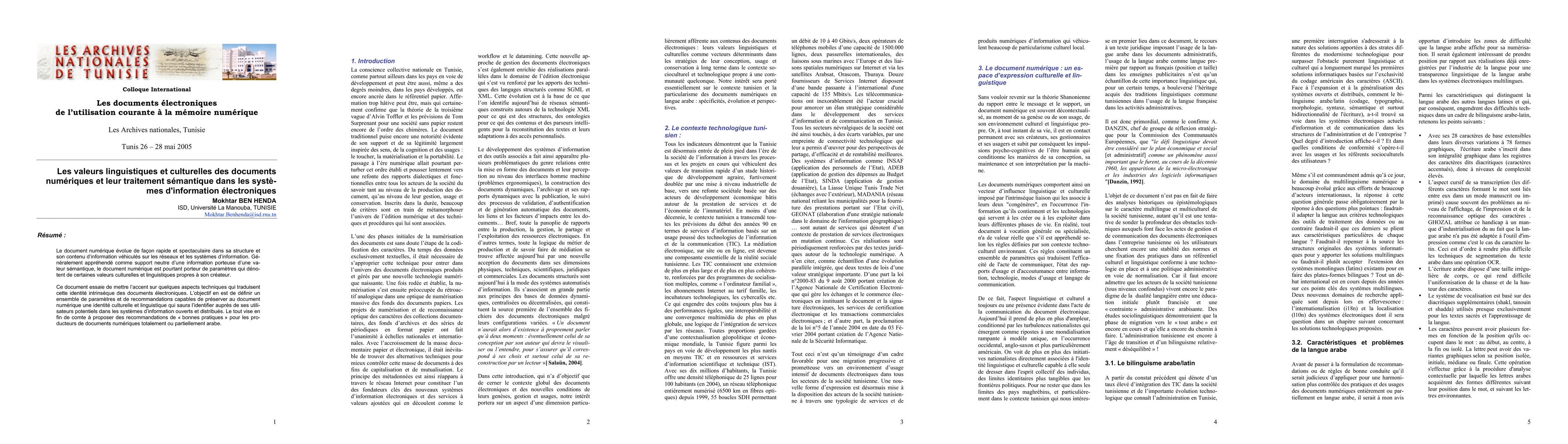 Thumbnail for Les valeurs linguistiques et culturelles des documents num{\'e}riques et
  leur traitement s{\'e}mantique dans les syst{\`e}mes d'information
  {\'e}lectroniques