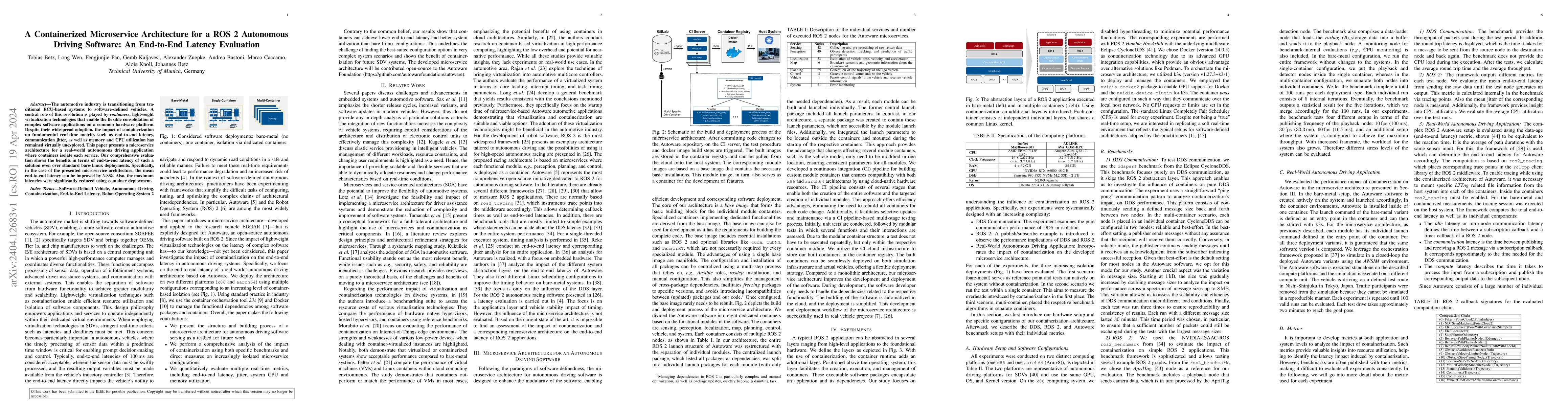 Thumbnail for A Containerized Microservice Architecture for a ROS 2 Autonomous Driving
  Software: An End-to-End Latency Evaluation