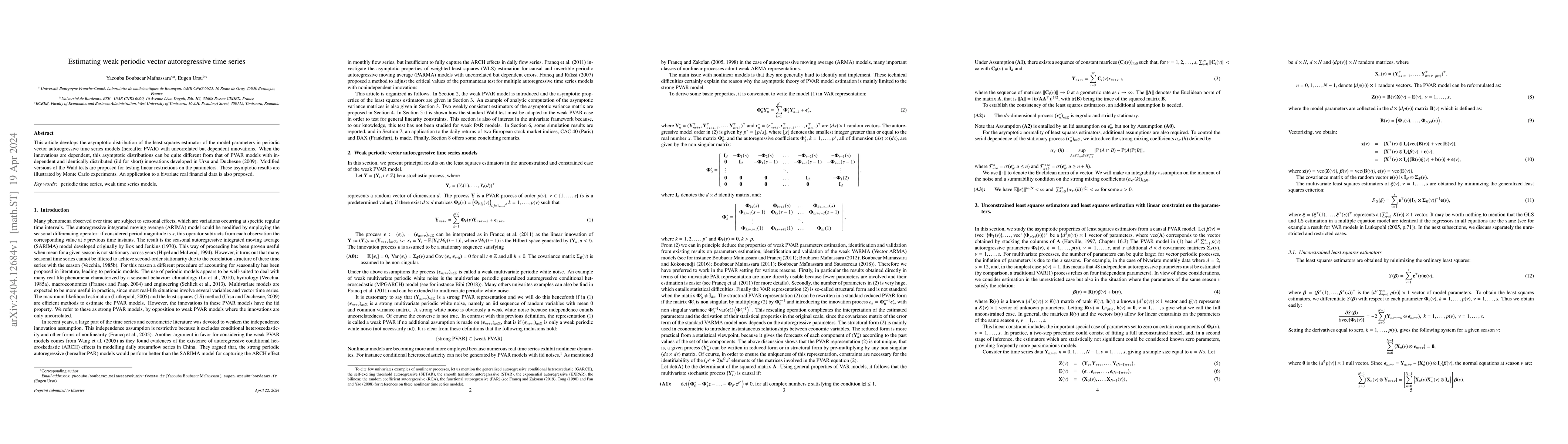 Thumbnail for Estimating weak periodic vector autoregressive time series