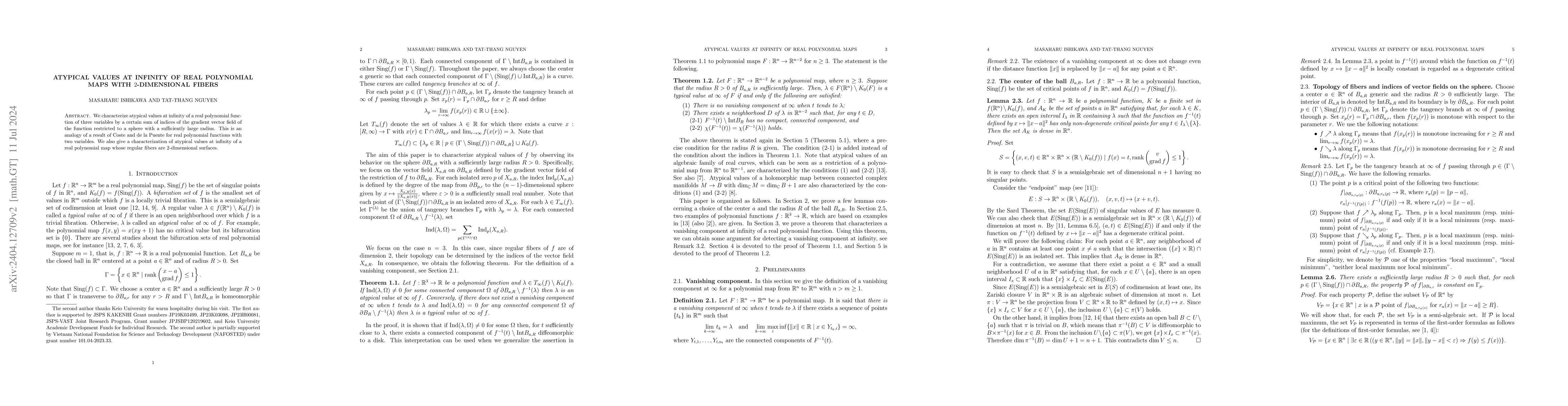 Thumbnail for Atypical values at infinity of real polynomial maps with $2$-dimensional
  fibers
