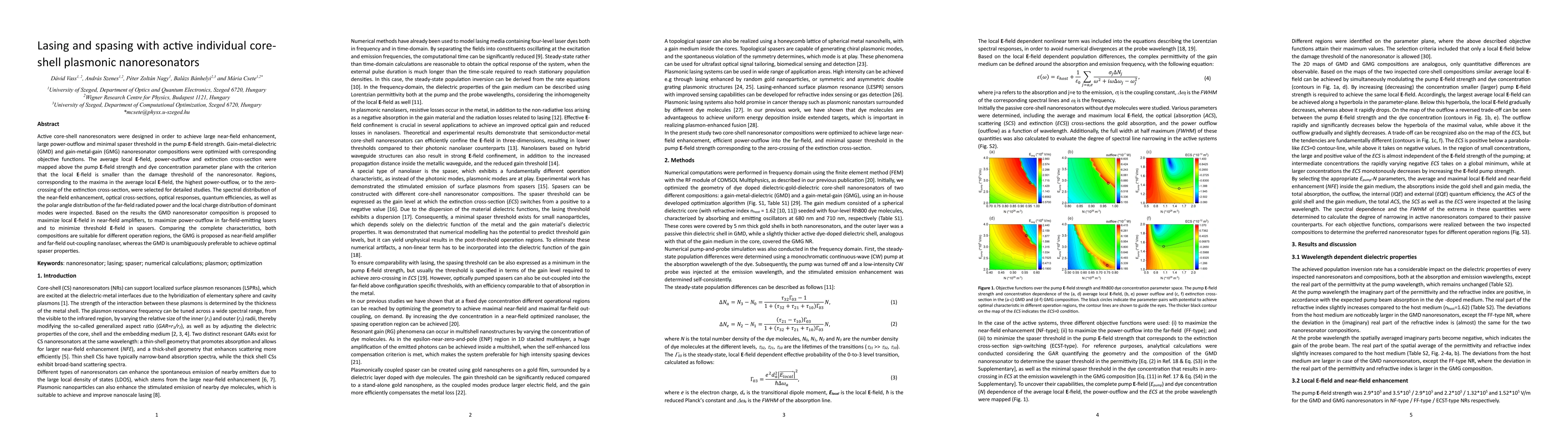 Thumbnail for Lasing and spasing with active individual core-shell plasmonic
  nanoresonators
