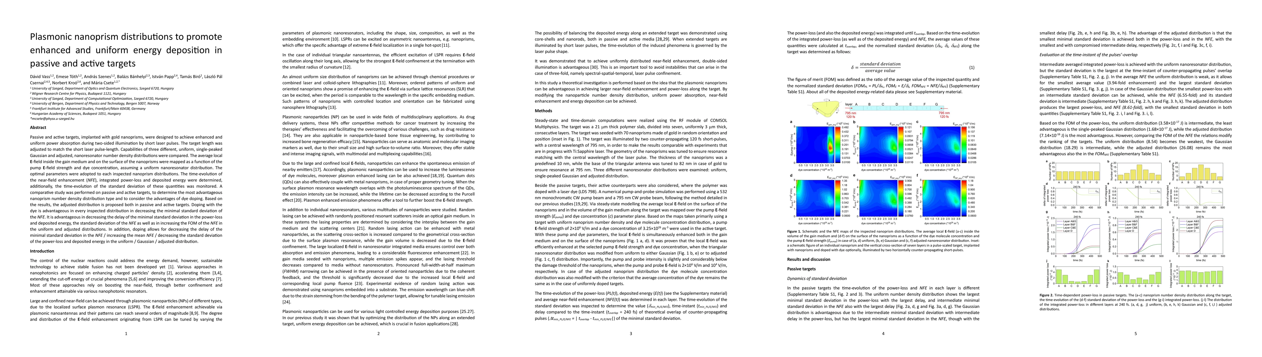 Thumbnail for Plasmonic nanoprism distributions to promote enhanced and uniform energy
  deposition in passive and active targets