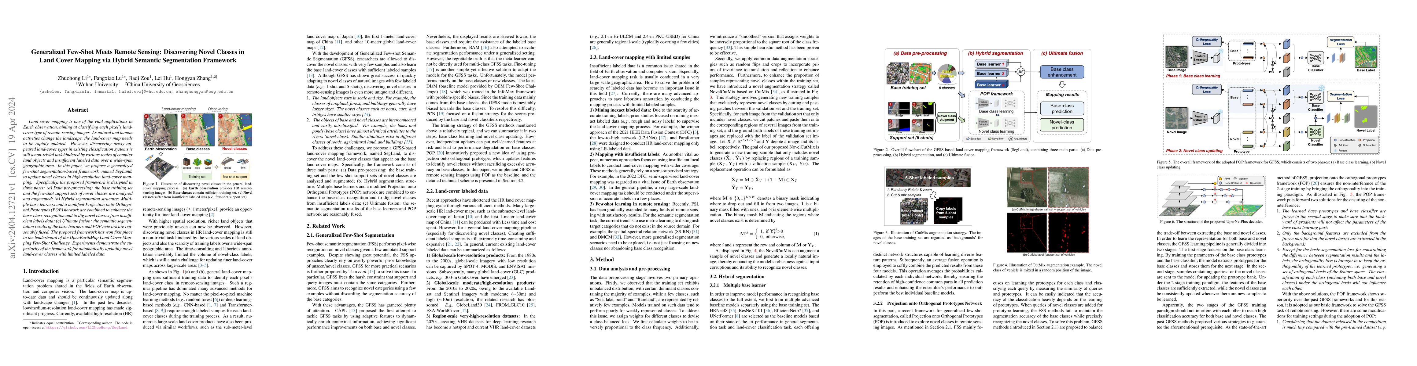 Thumbnail for Generalized Few-Shot Meets Remote Sensing: Discovering Novel Classes in
  Land Cover Mapping via Hybrid Semantic Segmentation Framework