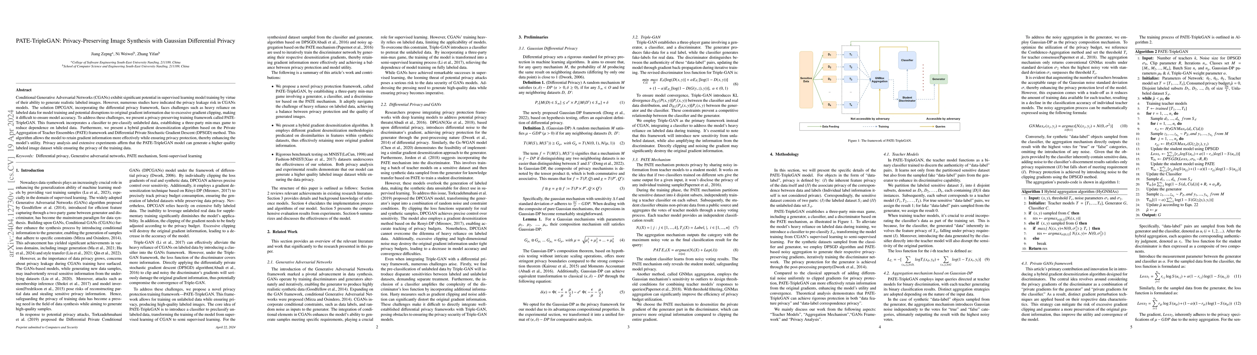 Thumbnail for PATE-TripleGAN: Privacy-Preserving Image Synthesis with Gaussian
  Differential Privacy