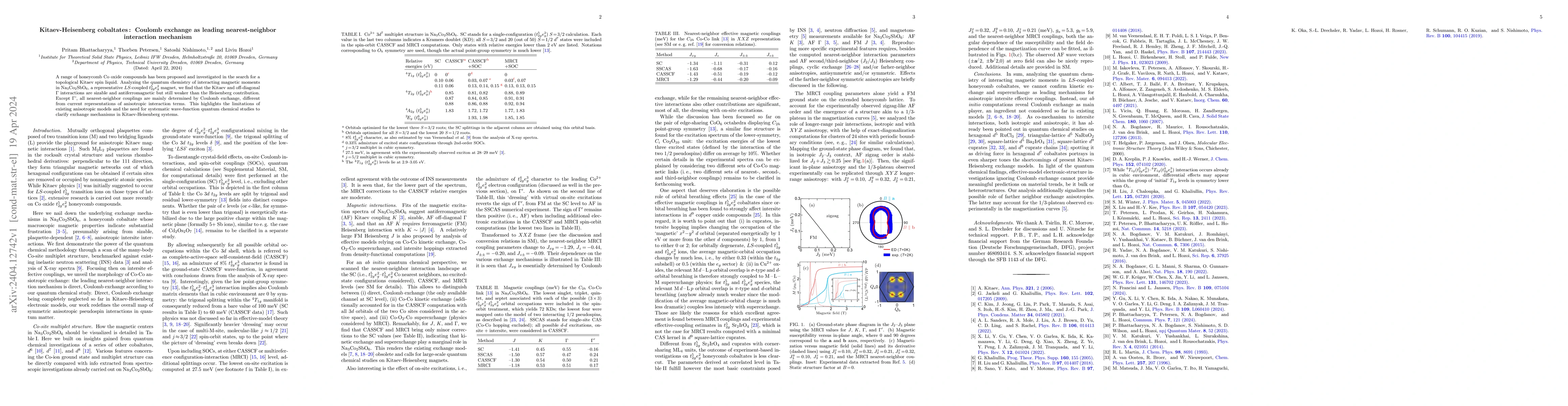Thumbnail for Kitaev-Heisenberg cobaltates: Coulomb exchange as leading
  nearest-neighbor interaction mechanism