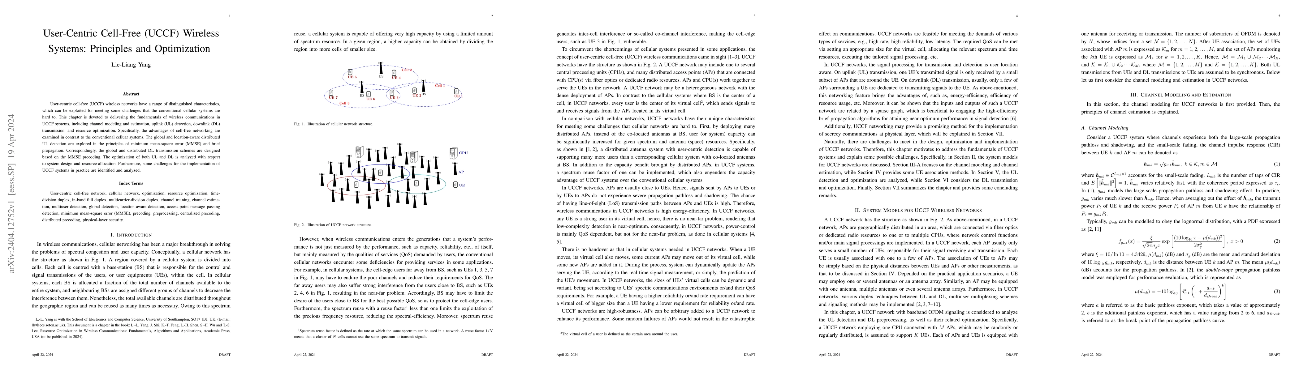 Thumbnail for User-Centric Cell-Free (UCCF) Wireless Systems: Principles and
  Optimization