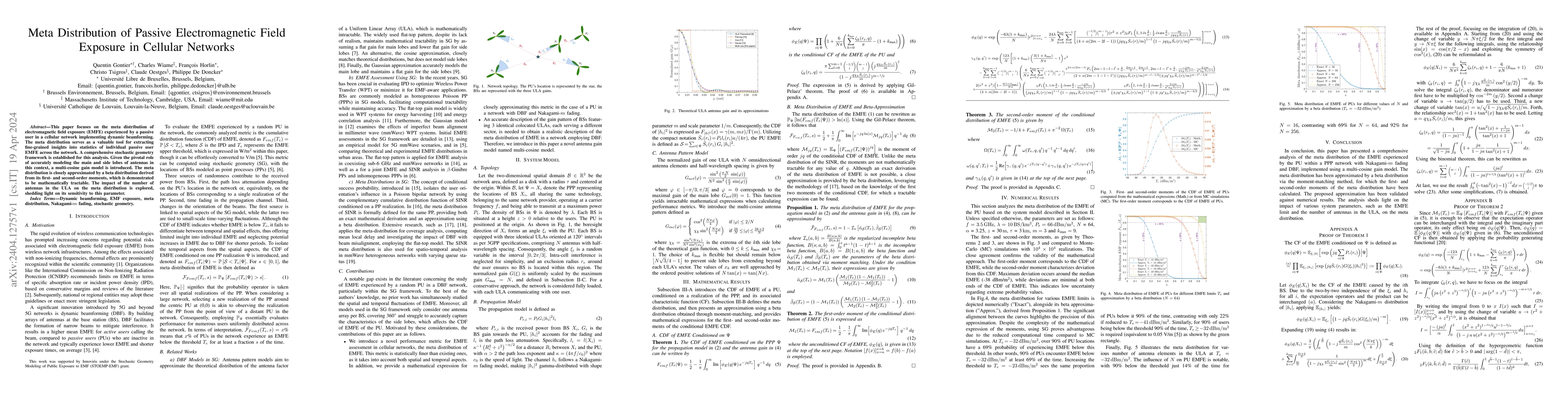Thumbnail for Meta Distribution of Passive Electromagnetic Field Exposure in Cellular
  Networks