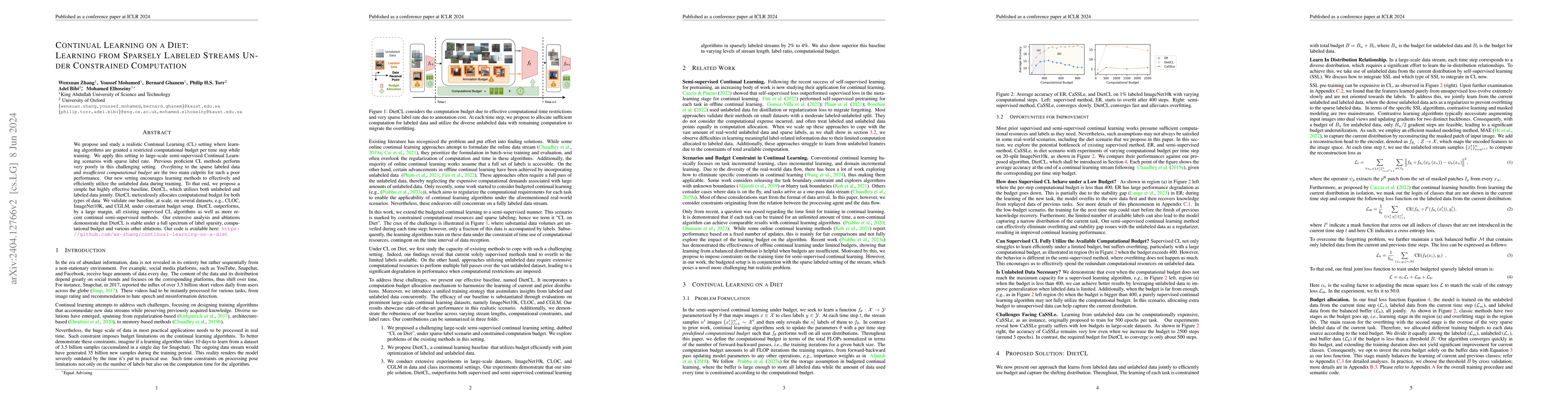 Thumbnail for Continual Learning on a Diet: Learning from Sparsely Labeled Streams
  Under Constrained Computation