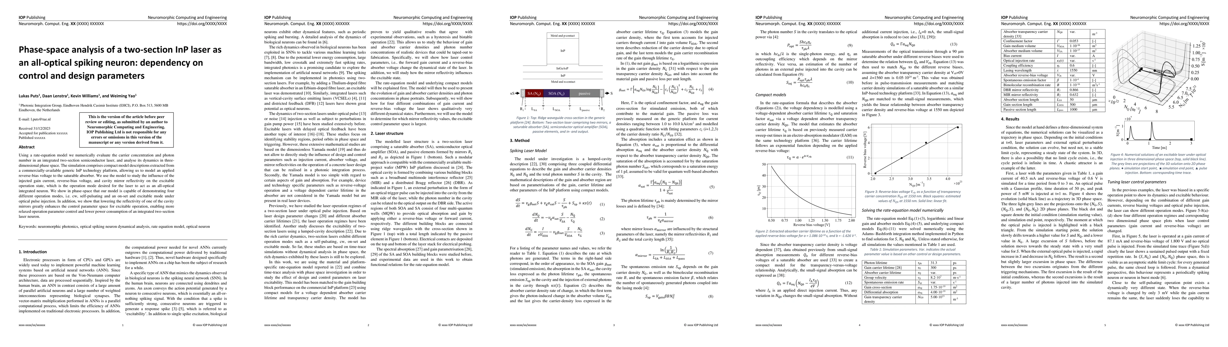 Thumbnail for Phase-space analysis of a two-section InP laser as an all-optical
  spiking neuron: dependency on control and design parameters