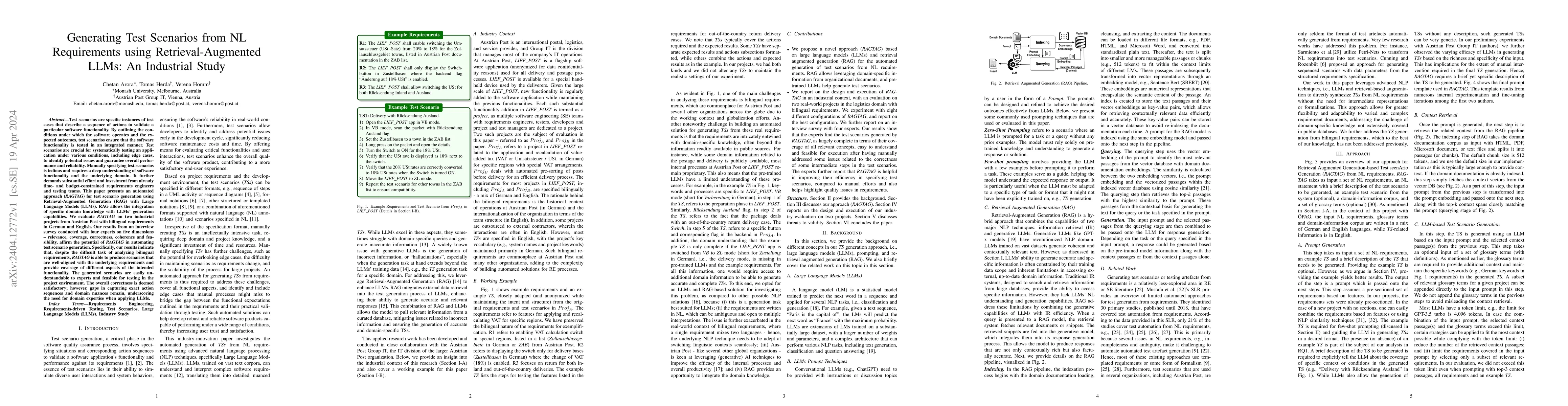 Thumbnail for Generating Test Scenarios from NL Requirements using Retrieval-Augmented
  LLMs: An Industrial Study