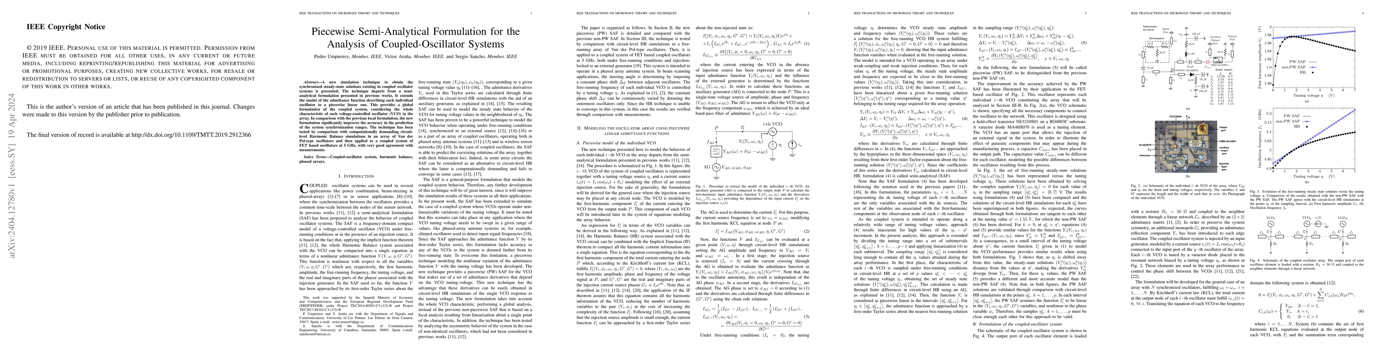 Thumbnail for Piecewise Semi-Analytical Formulation for the Analysis of
  Coupled-Oscillator Systems