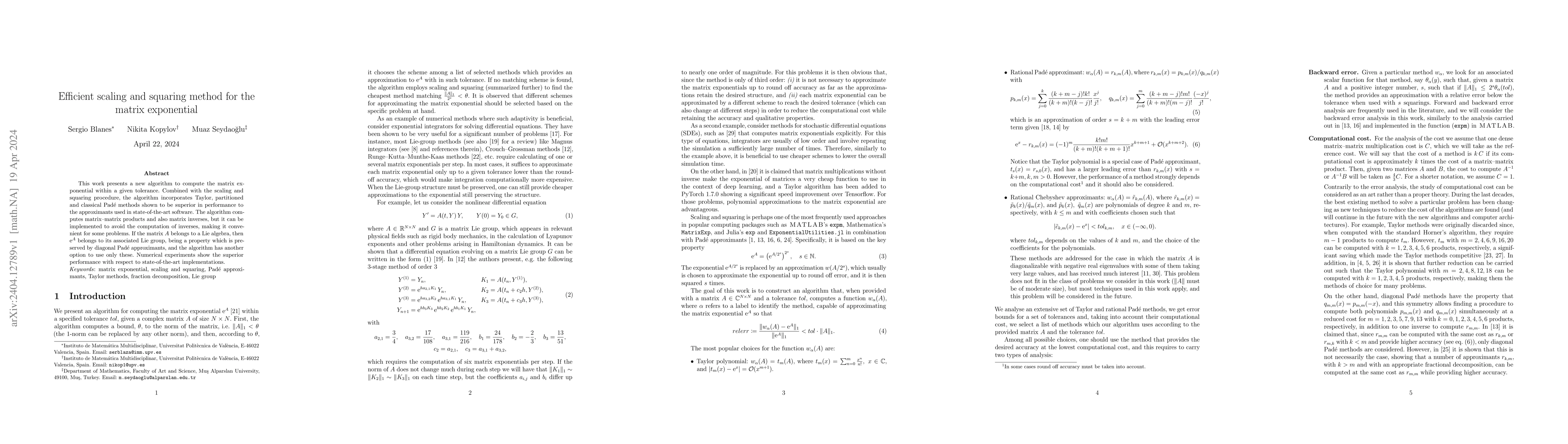 Thumbnail for Efficient scaling and squaring method for the matrix exponential