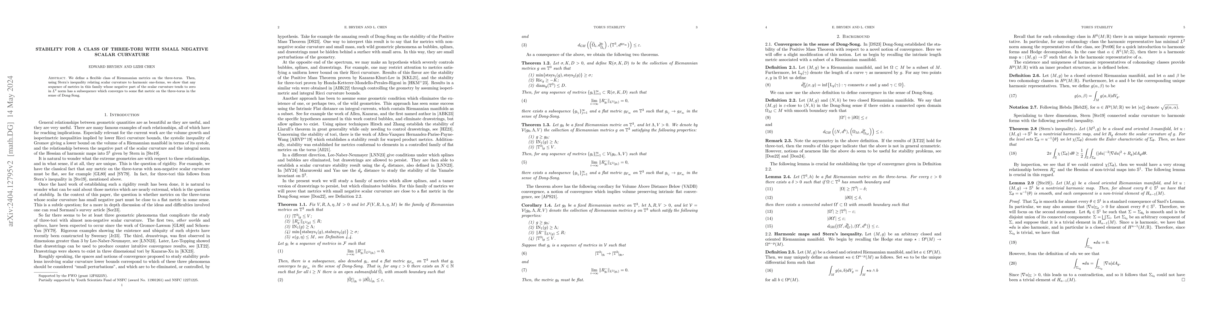 Thumbnail for Stability for a class of three-tori with small negative scalar curvature