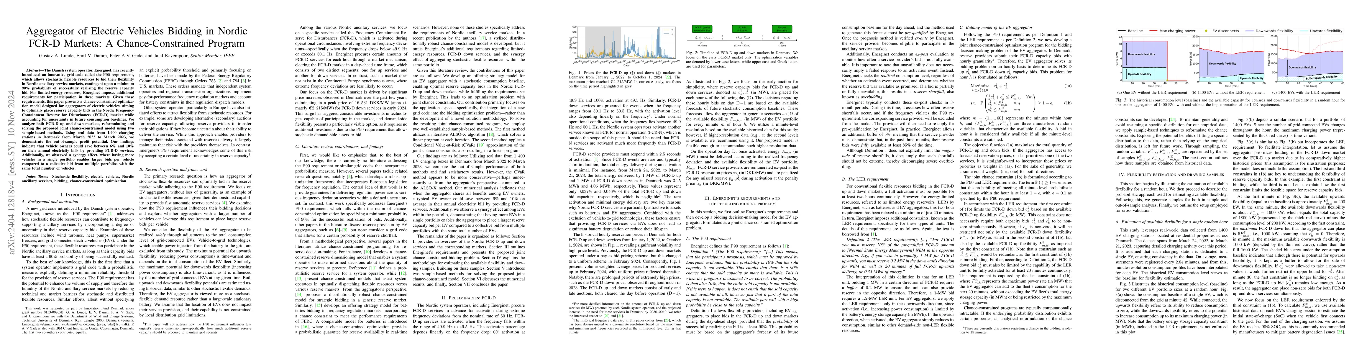 Thumbnail for Aggregator of Electric Vehicles Bidding in Nordic FCR-D Markets: A
  Chance-Constrained Program