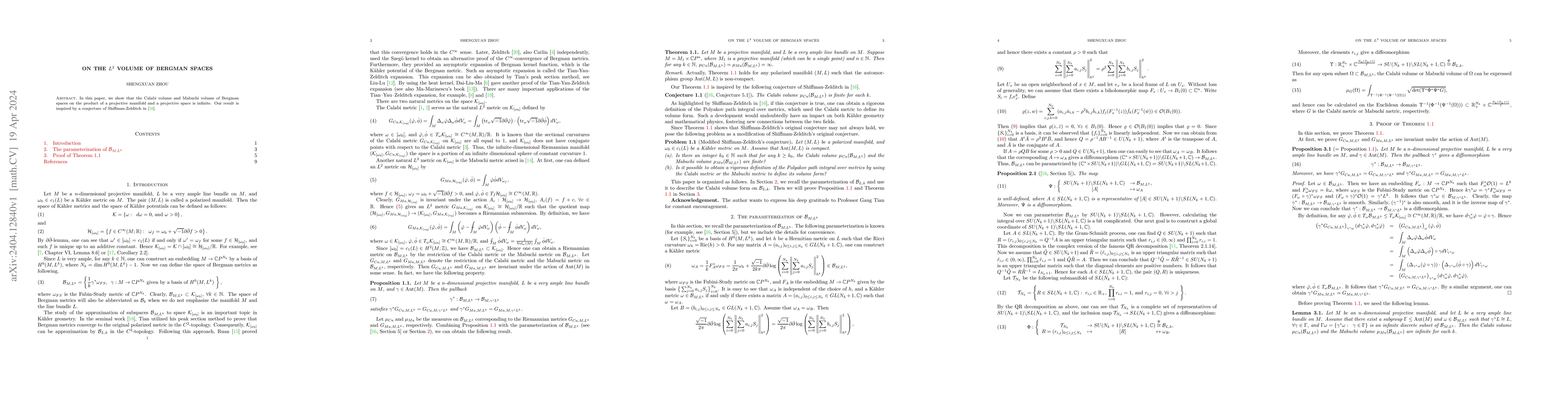 Thumbnail for On the $L^2$ volume of Bergman spaces