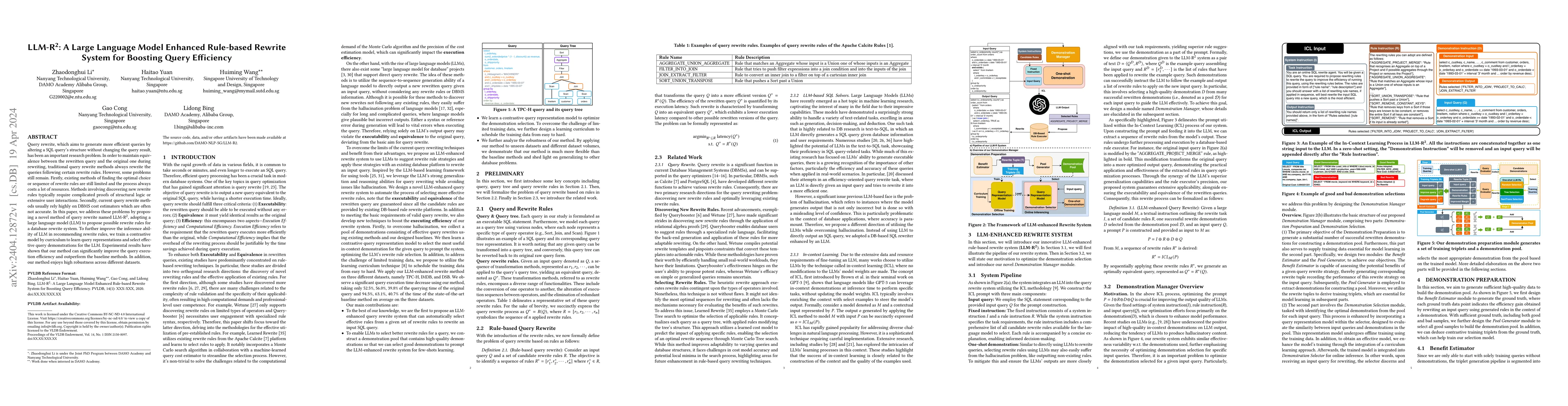 Thumbnail for LLM-R2: A Large Language Model Enhanced Rule-based Rewrite System for
  Boosting Query Efficiency
