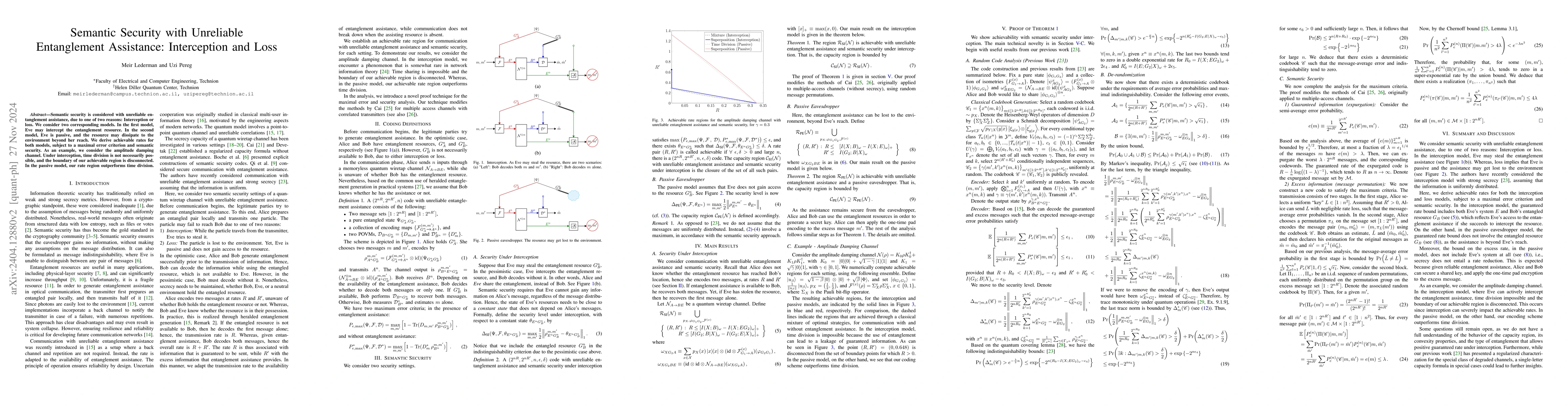 Thumbnail for Semantic Security with Unreliable Entanglement Assistance: Interception
  and Loss