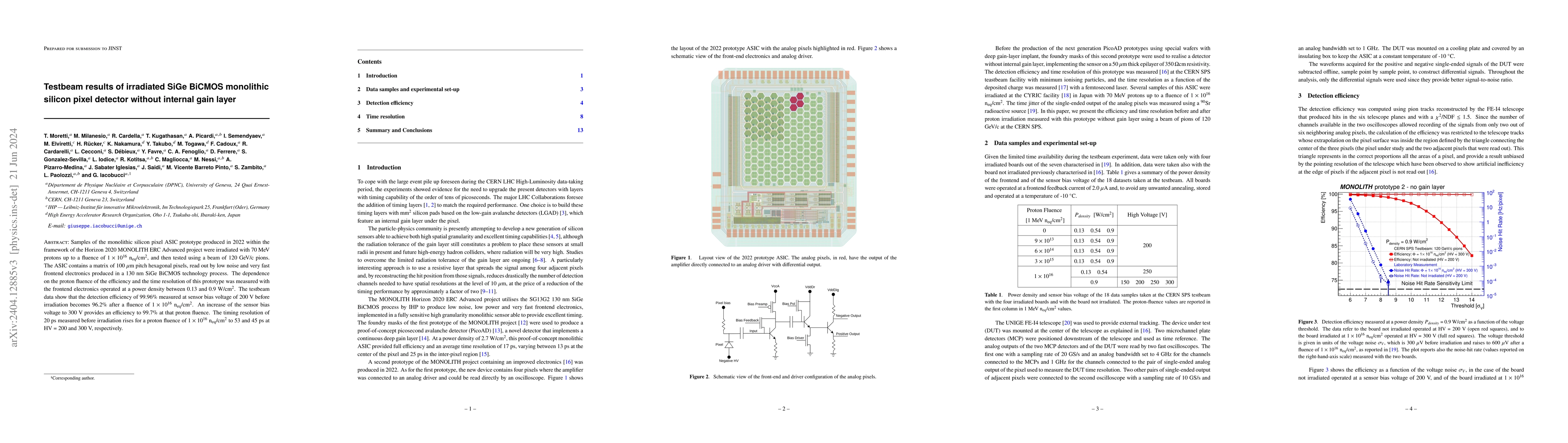 Thumbnail for Testbeam results of irradiated SiGe BiCMOS monolithic silicon pixel
  detector without internal gain layer
