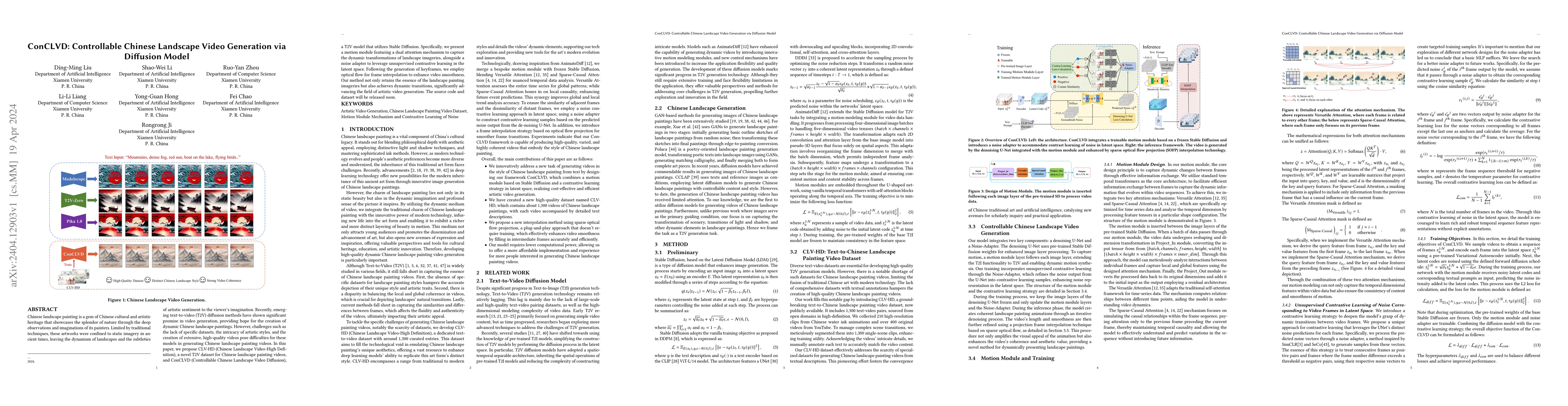 Thumbnail for ConCLVD: Controllable Chinese Landscape Video Generation via Diffusion
  Model