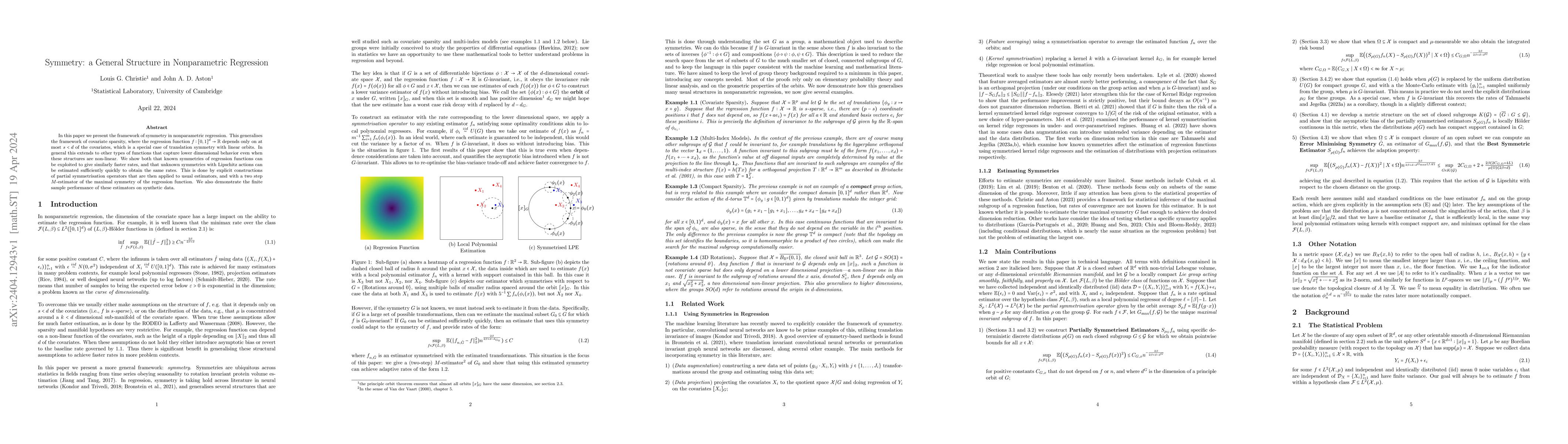 Thumbnail for Symmetry: a General Structure in Nonparametric Regression