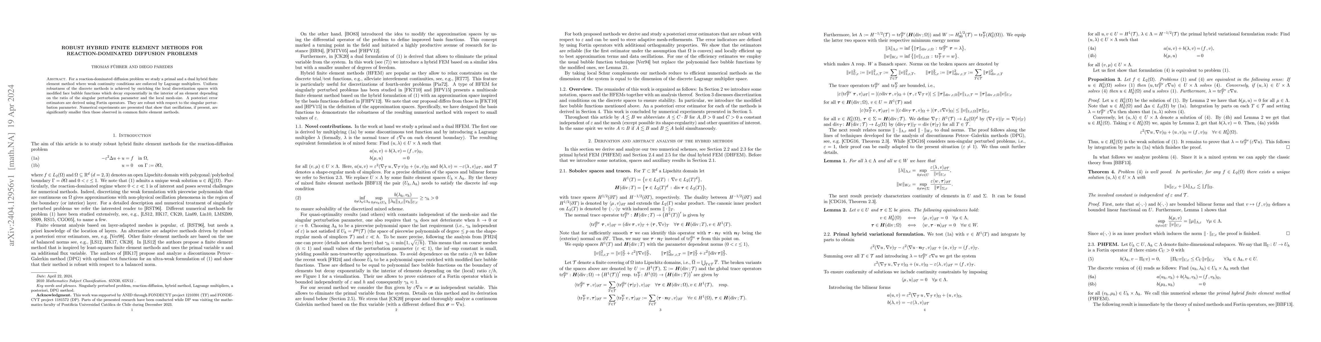 Thumbnail for Robust hybrid finite element methods for reaction-dominated diffusion
  problems