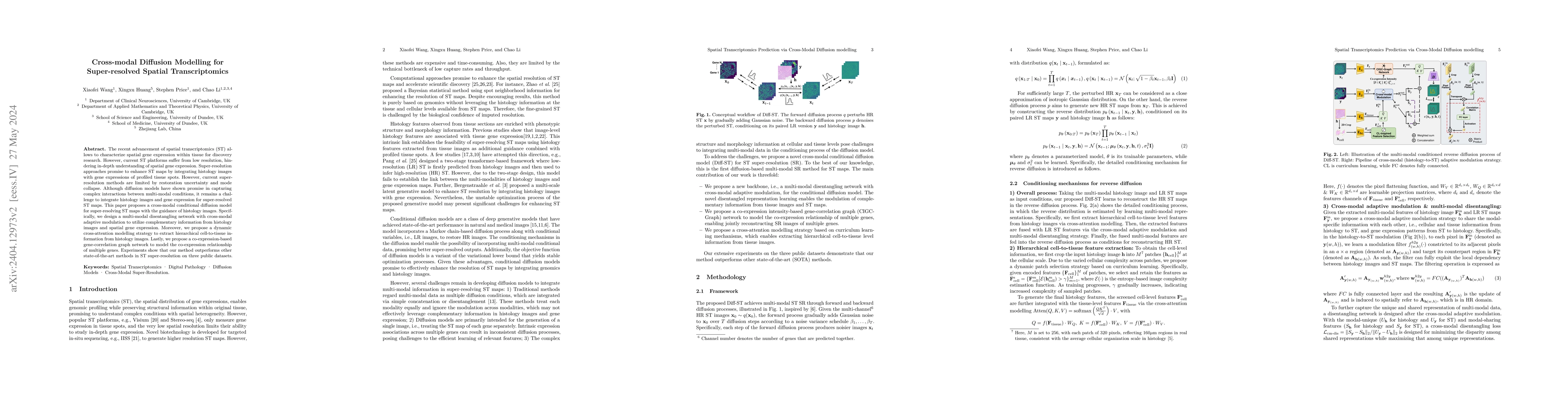 Thumbnail for Cross-modal Diffusion Modelling for Super-resolved Spatial
  Transcriptomics